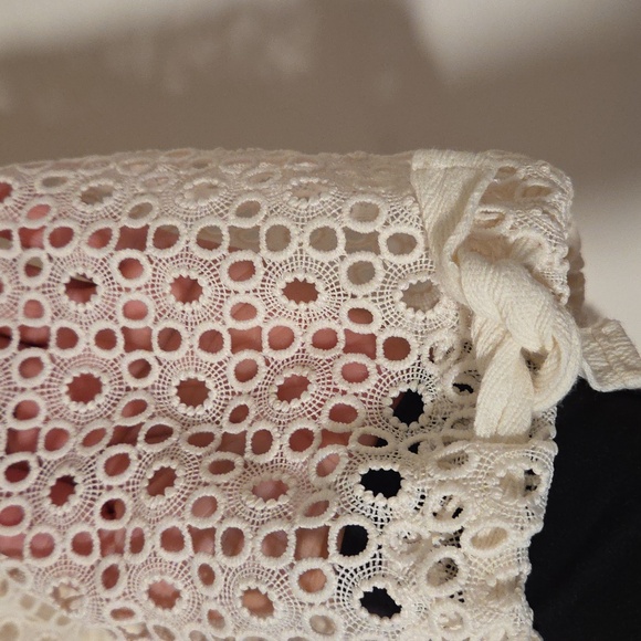 Anthropologie Hei Hei Women Ivory Cream Eyelet Swing Windbreaker Jacket Sz L euc - Picture 2 of 6